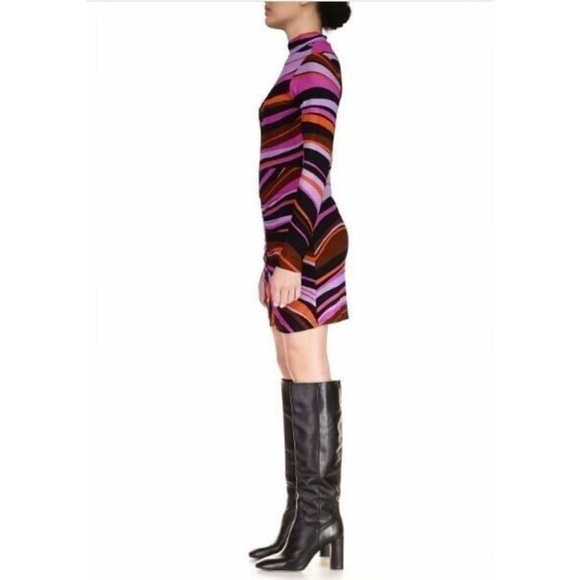 SANCTUARY Abstract Mock Neck Shirred Bodycon Dress Women's Gravity Long … - Picture 9 of 12